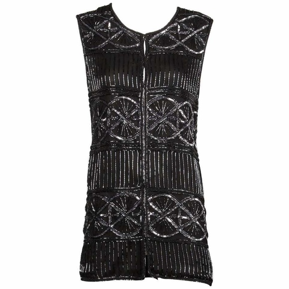 Mary McFadden Jackets & Blazers - Mary McFadden Elegant Black Sequin Vest